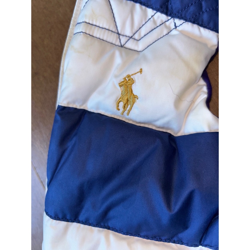 Polo Ralph Lauren Kids Reversible Puffer Vest Purple Blue White Striped Crest - Picture 8 of 12
